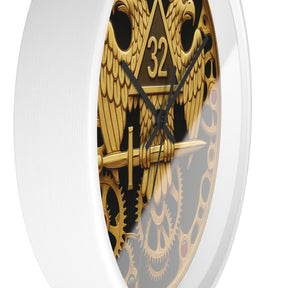 32nd Degree Scottish Rite Clock - Double Headed Eagle with Open Gear - Bricks Masons