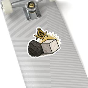 Master Mason Blue Lodge Sticker Decal - Kiss-Cut Rough Ashlar and Perfect Ashlar - Bricks Masons