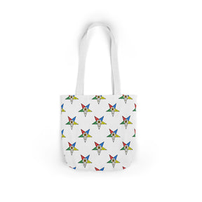 OES Tote Bag - White Polyester With Colorful Star - Bricks Masons