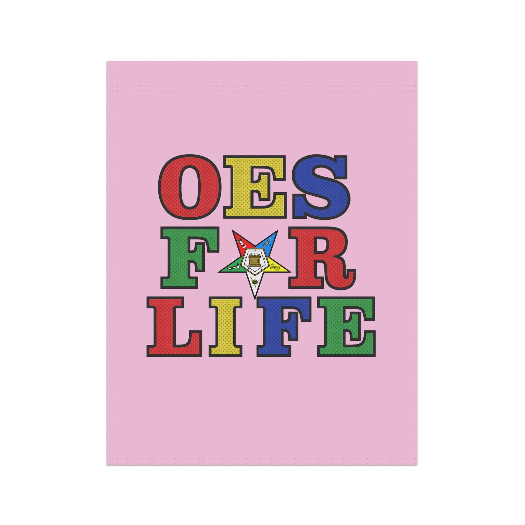 OES Yard Flag - Pink OES For Life Poly Poplin - Bricks Masons