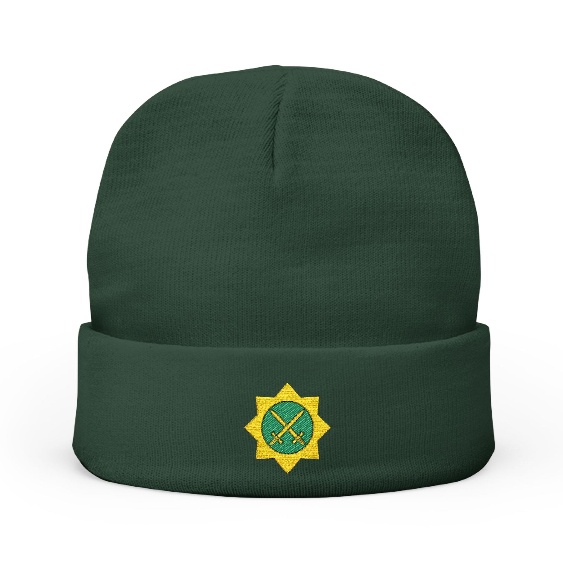Red Cross of Babylone Beanie - Knit Embroidery Emblem - Bricks Masons