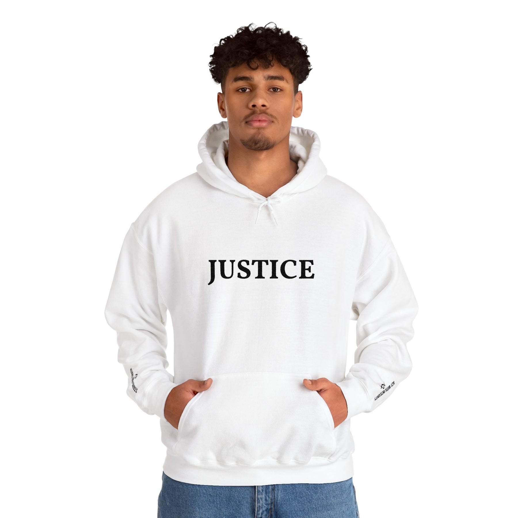 Entered Apprentice Blue Lodge Hoodie - Justice Front & Sleeves Embroidery - Bricks Masons