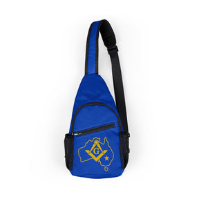 Master Mason Blue Lodge Australia Jurisdiction Crossbody Bag - Blue Nylon Fabric - Bricks Masons