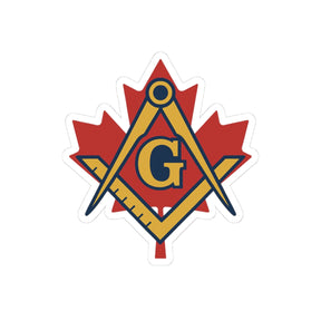 Master Mason Blue Lodge Canada Jurisdiction Sticker Decal - Maple Leaf & Golden S&C - Bricks Masons