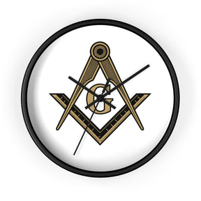 Master Mason Blue Lodge Clock - Distinguished S&C G on White Dial - Bricks Masons