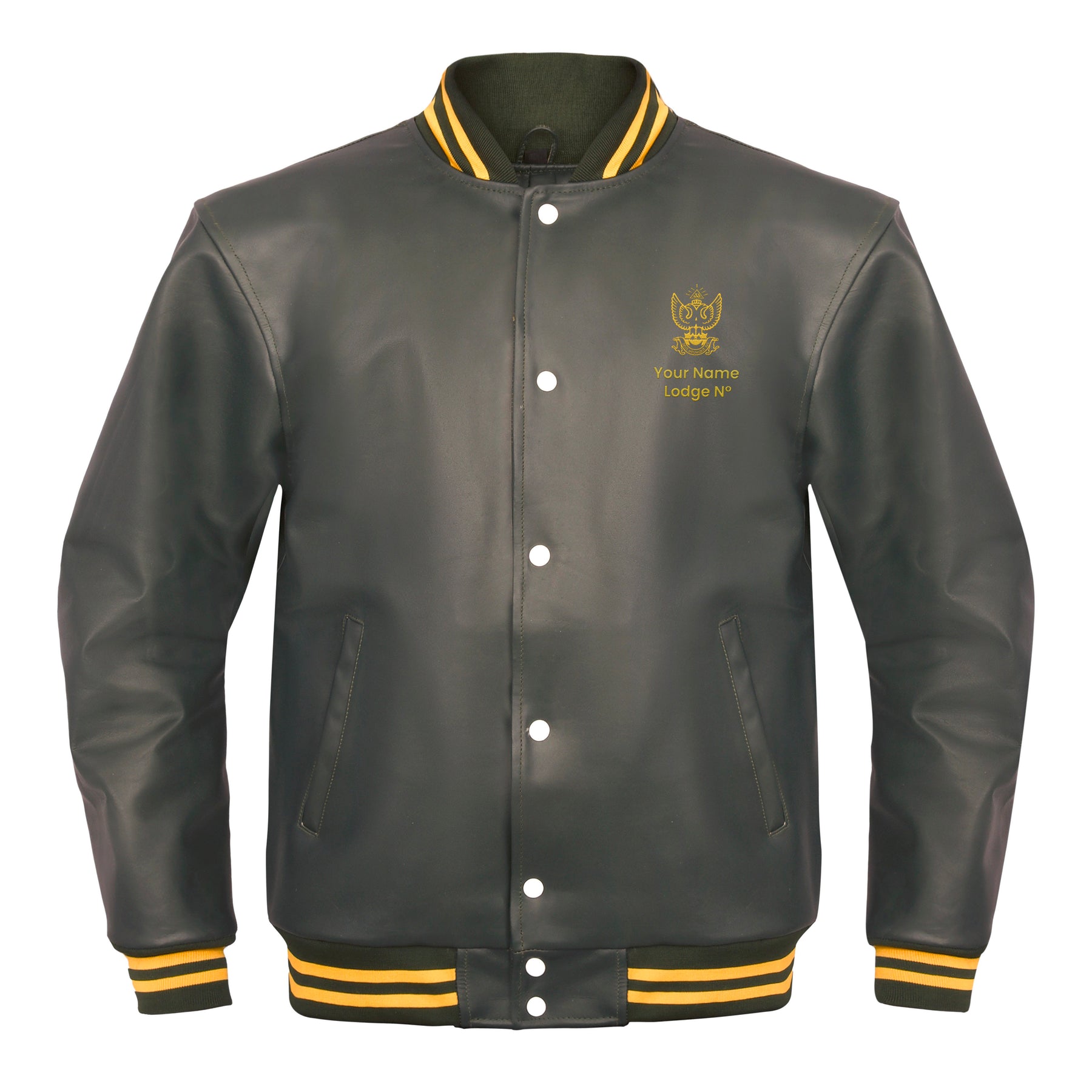 33rd Degree Scottish Rite Jacket - Wings Up Leather With Customizable Gold Embroidery - Bricks Masons