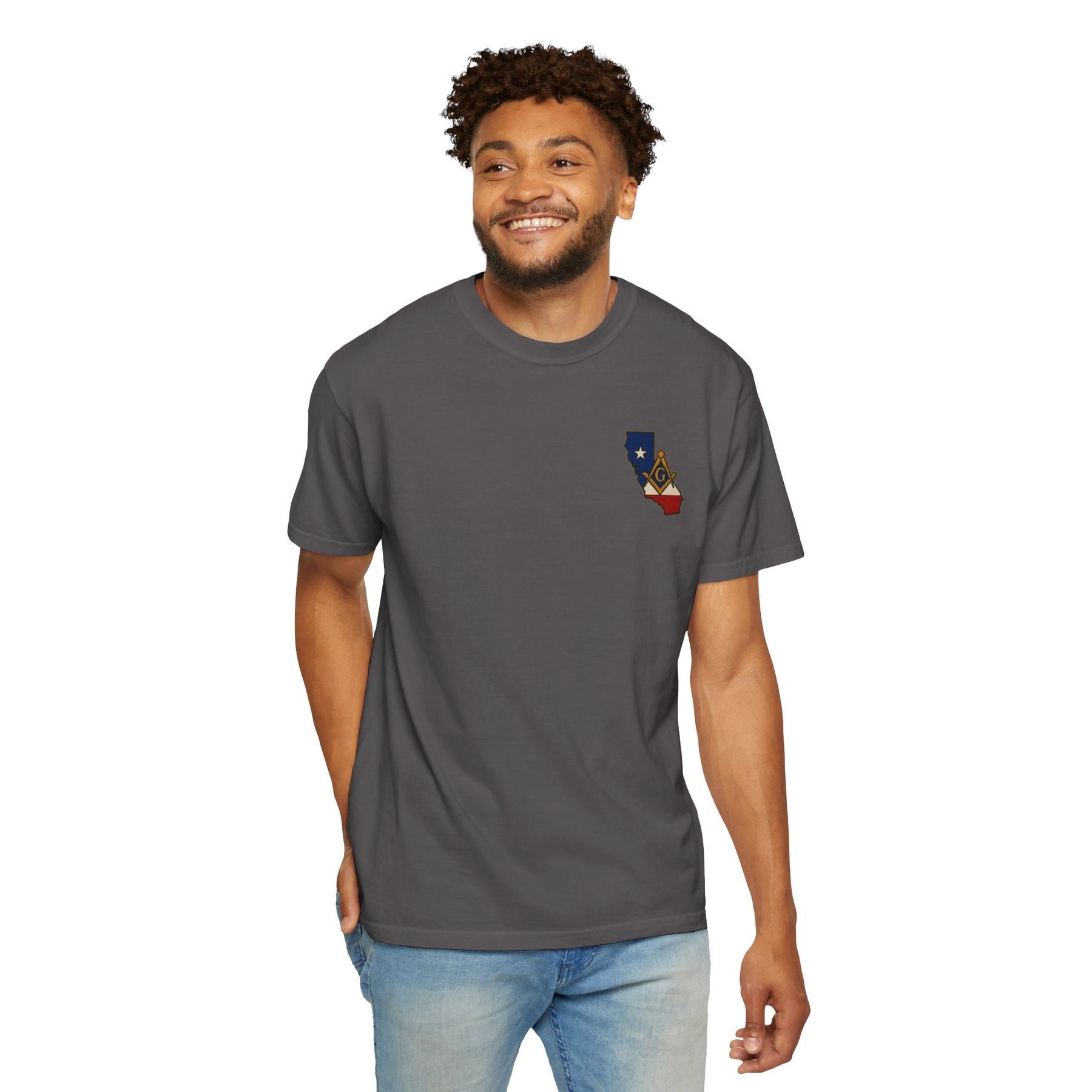 Master Mason Blue Lodge T-Shirt - Garment-Dyed California Mason - Bricks Masons