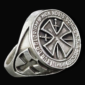 Non Nobis Domine Templar Ring In Silver 12 Gr Art 1705 - Bricks Masons