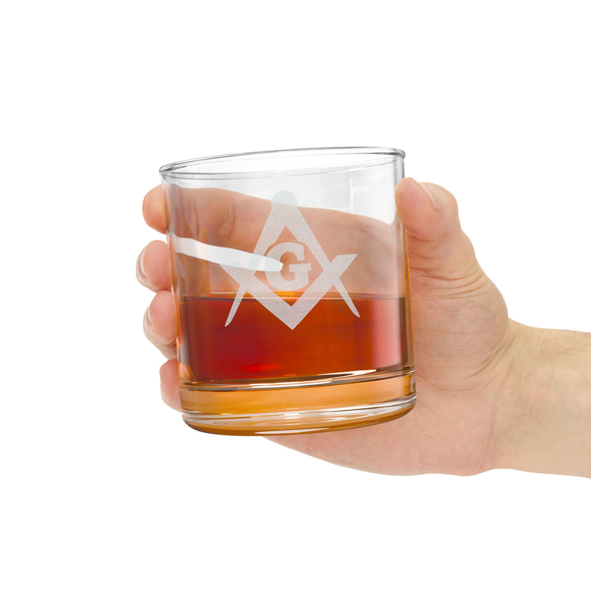 Master Mason Blue Lodge Whiskey Glass - Square & Compasses with G