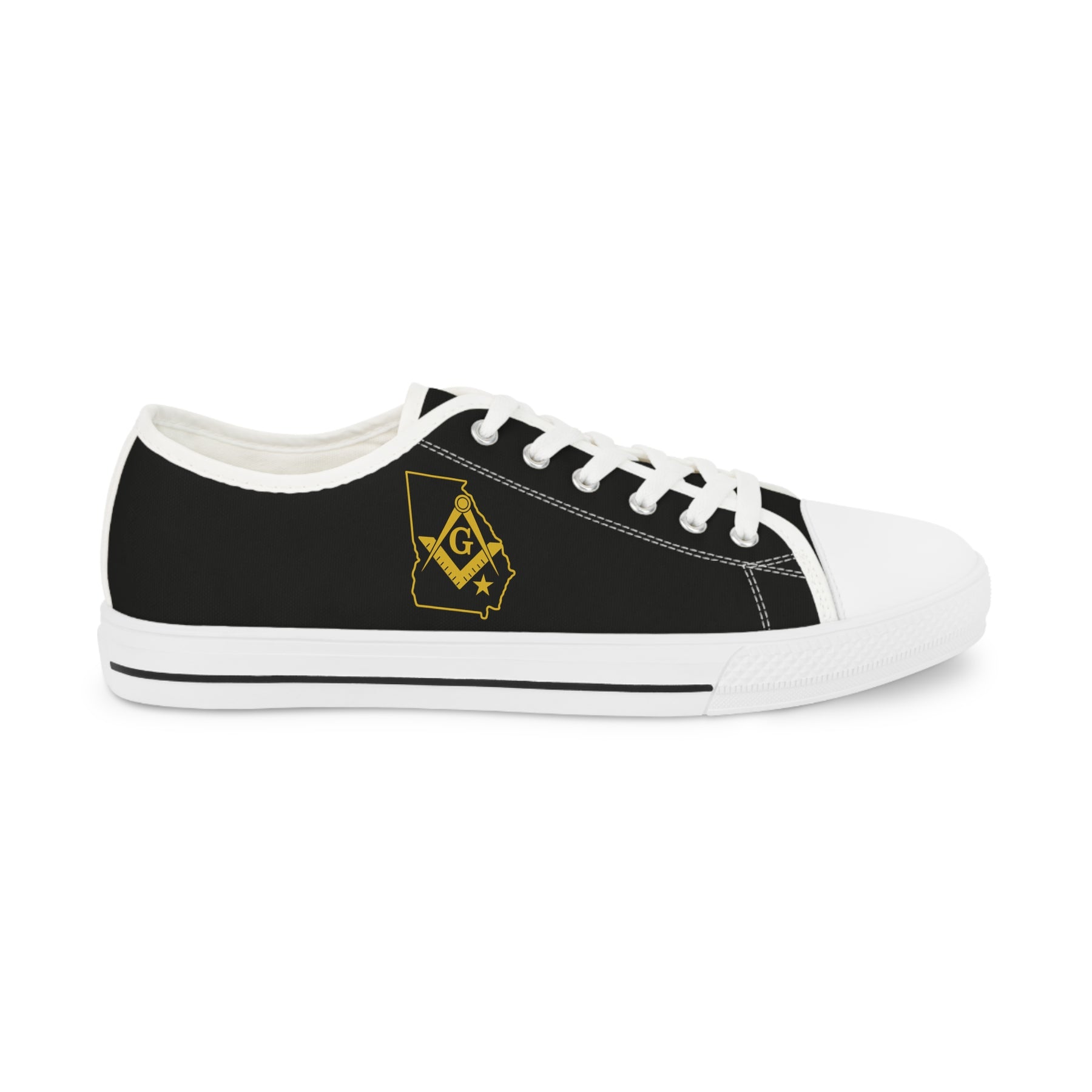 Master Mason Blue Lodge Sneaker - Low Top Sneaker Black & White Georgia Map Mason - Bricks Masons