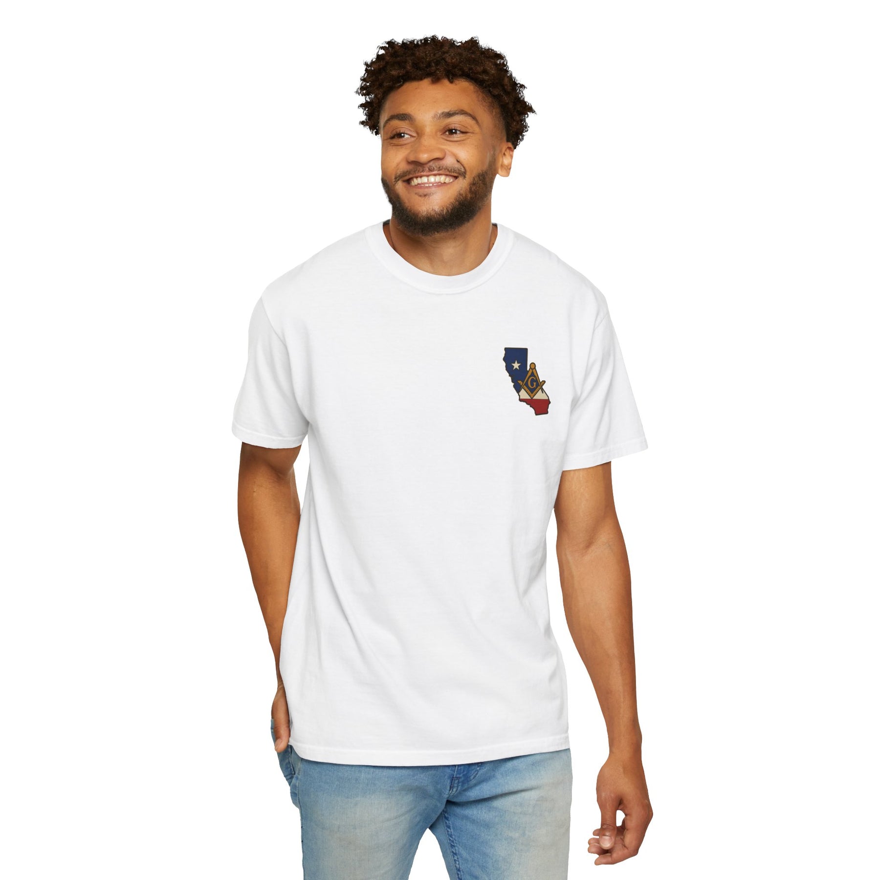 Master Mason Blue Lodge T-Shirt - Garment-Dyed California Mason - Bricks Masons