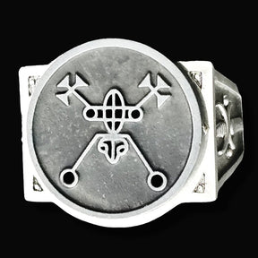 Demon Ring 01 King Bael 72 Demons Lesser Key of Solomon Goetia In Silver 2.2 cm x 1.8 cm 18 Gr Art 1779 - Bricks Masons