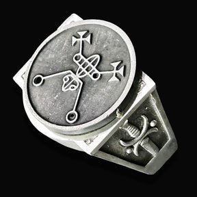 Demon Ring 01 King Bael 72 Demons Lesser Key of Solomon Goetia In Silver 2.2 cm x 1.8 cm 18 Gr Art 1779 - Bricks Masons