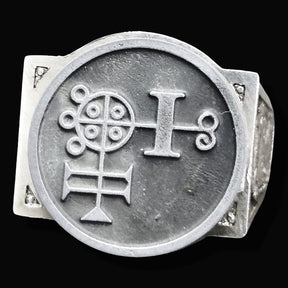 Demon Ring 10 PRESIDENT BUER 72 Demons Lesser Key of Solomon Goetia In Silver 2.2 cm x 1.8 cm 18 Gr Art 1788 - Bricks Masons