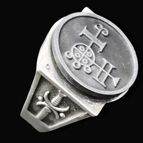 Demon Ring 10 PRESIDENT BUER 72 Demons Lesser Key of Solomon Goetia In Silver 2.2 cm x 1.8 cm 18 Gr Art 1788 - Bricks Masons