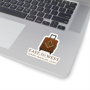 Master Mason Blue Lodge Sticker Decal – East to West Always Traveling Light - Bricks Masons