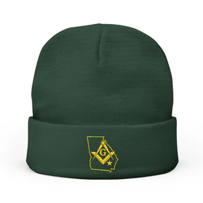 Master Mason Blue Lodge Beanie - Knit Embroidery Georgia Mason - Bricks Masons