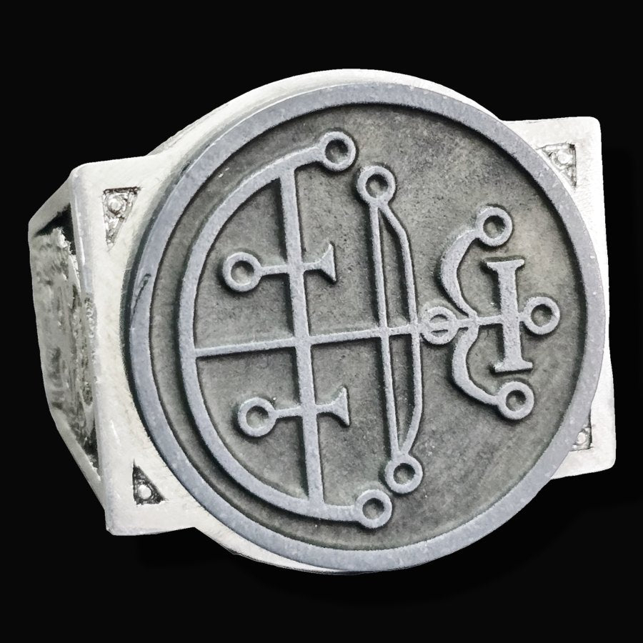 Demon Ring 23 DUKE AIM 72 Demons Lesser Key of Solomon Goetia In Silver 2.2 cm x 1.8 cm 18 Gr Art 1801 - Bricks Masons