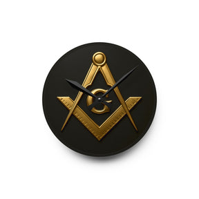 Master Mason Blue Lodge Clock - Square & Compass G Center Piece on Acrylic - Bricks Masons