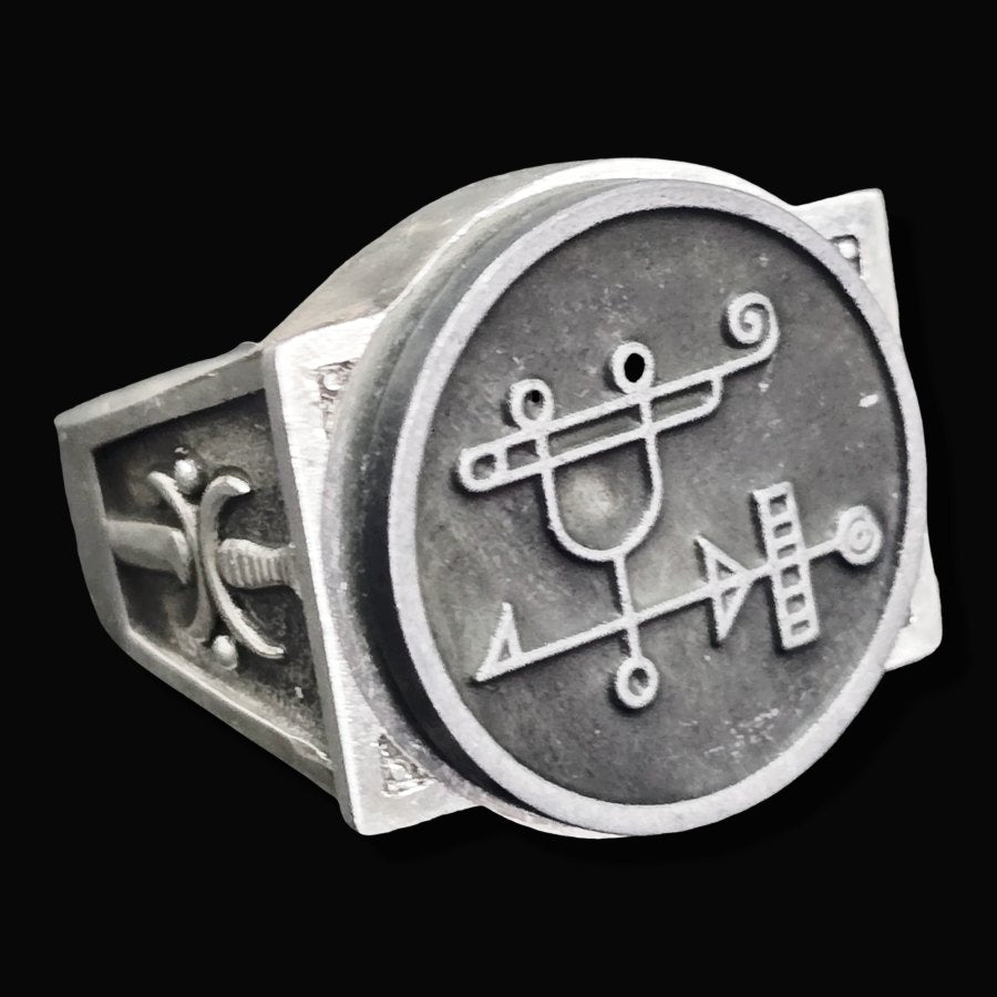Demon Ring 43 MARQUES SABNOCK 72 Demons Lesser Key of Solomon Goetia In Silver 2.2 cm x 1.8 cm 18 Gr Art 1821 - Bricks Masons