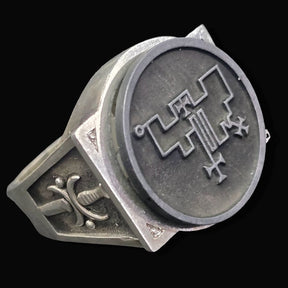 Demon Ring 47 DUKE VUAL 72 Demons Lesser Key of Solomon Goetia In Silver 2.2 cm x 1.8 cm 18 Gr Art 1825 - Bricks Masons