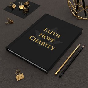 Zeitschrift der Freimaurerloge – Glaube, Hoffnung und Nächstenliebe mit Winkelmaß und Zirkel