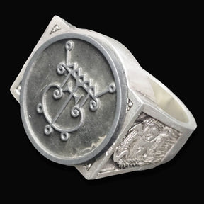 Demon Ring 56 DUKE GREMORY 72 Demons Lesser Key of Solomon Goetia In Silver 2.2 cm x 1.8 cm 18 Gr Art 1834 - Bricks Masons
