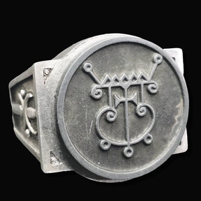 Demon Ring 56 DUKE GREMORY 72 Demons Lesser Key of Solomon Goetia In Silver 2.2 cm x 1.8 cm 18 Gr Art 1834 - Bricks Masons