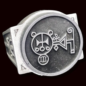 Demon Ring 67 DUKE AMDUSIAS 72 Demons Lesser Key of Solomon Goetia In Silver 2.2 cm x 1.8 cm 18 Gr Art 1845 - Bricks Masons