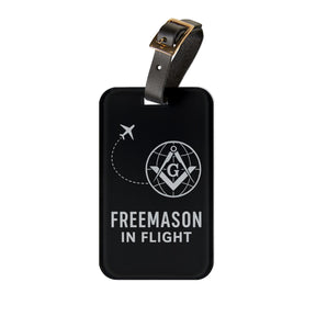 Master Mason Blue Lodge Luggage Tag -  Freemason In Flight With Adjustable Leather Strap - Bricks Masons