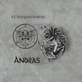 I wove the Demon 63 MARQUES ANDRAS and the Secret Seal of Solomon 72 Demons, Lesser Key of Solomon, Goetia, in Silver, 3 x 2.5 cm, 12 g, Art 1922 - Bricks Masons