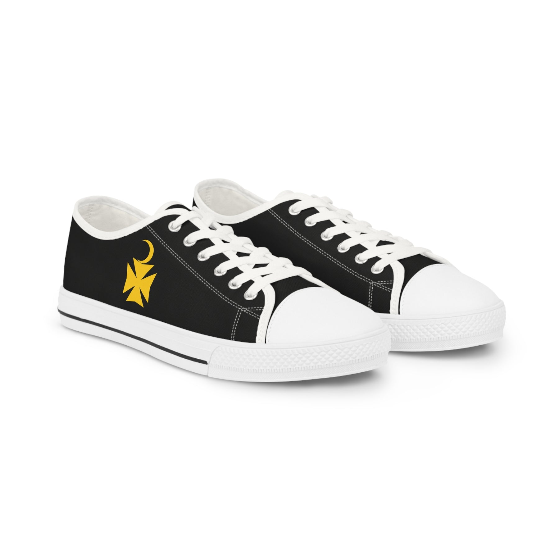 Knights of Constantinople Sneaker - Low Top Sneaker Black & White Golden Emblem - Bricks Masons