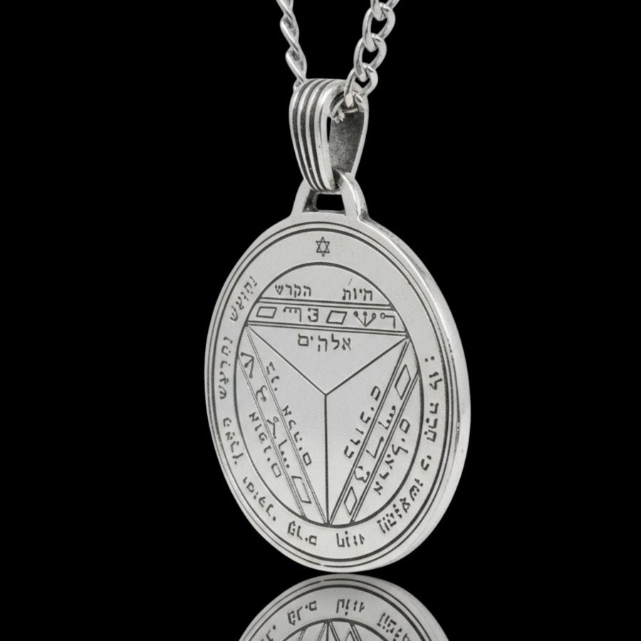 I said Sixth and Seventh Pentacle consecrated to Saturn in Silver 3 Cm 12 Gr 44 Seals of Solomon Art 1954 - Bricks Masons