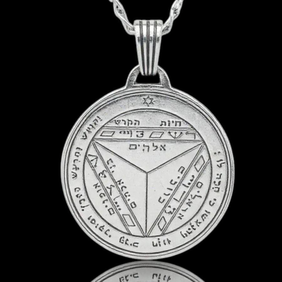 I said Sixth and Seventh Pentacle consecrated to Saturn in Silver 3 Cm 12 Gr 44 Seals of Solomon Art 1954 - Bricks Masons