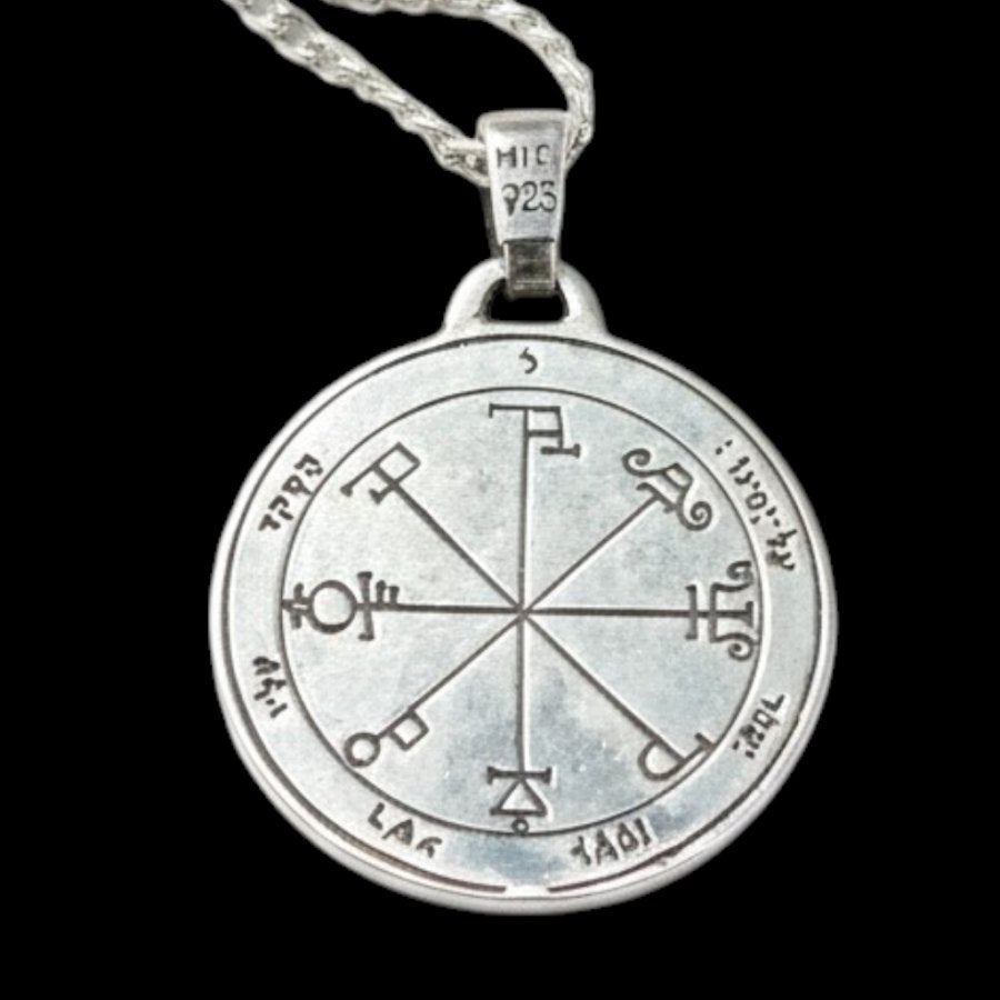 I said Sixth and Seventh Pentacle consecrated to Saturn in Silver 3 Cm 12 Gr 44 Seals of Solomon Art 1954 - Bricks Masons