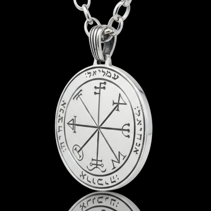I said Sixth and Seventh Pentacle consecrated to Saturn in Silver 3 Cm 12 Gr 44 Seals of Solomon Art 1954 - Bricks Masons