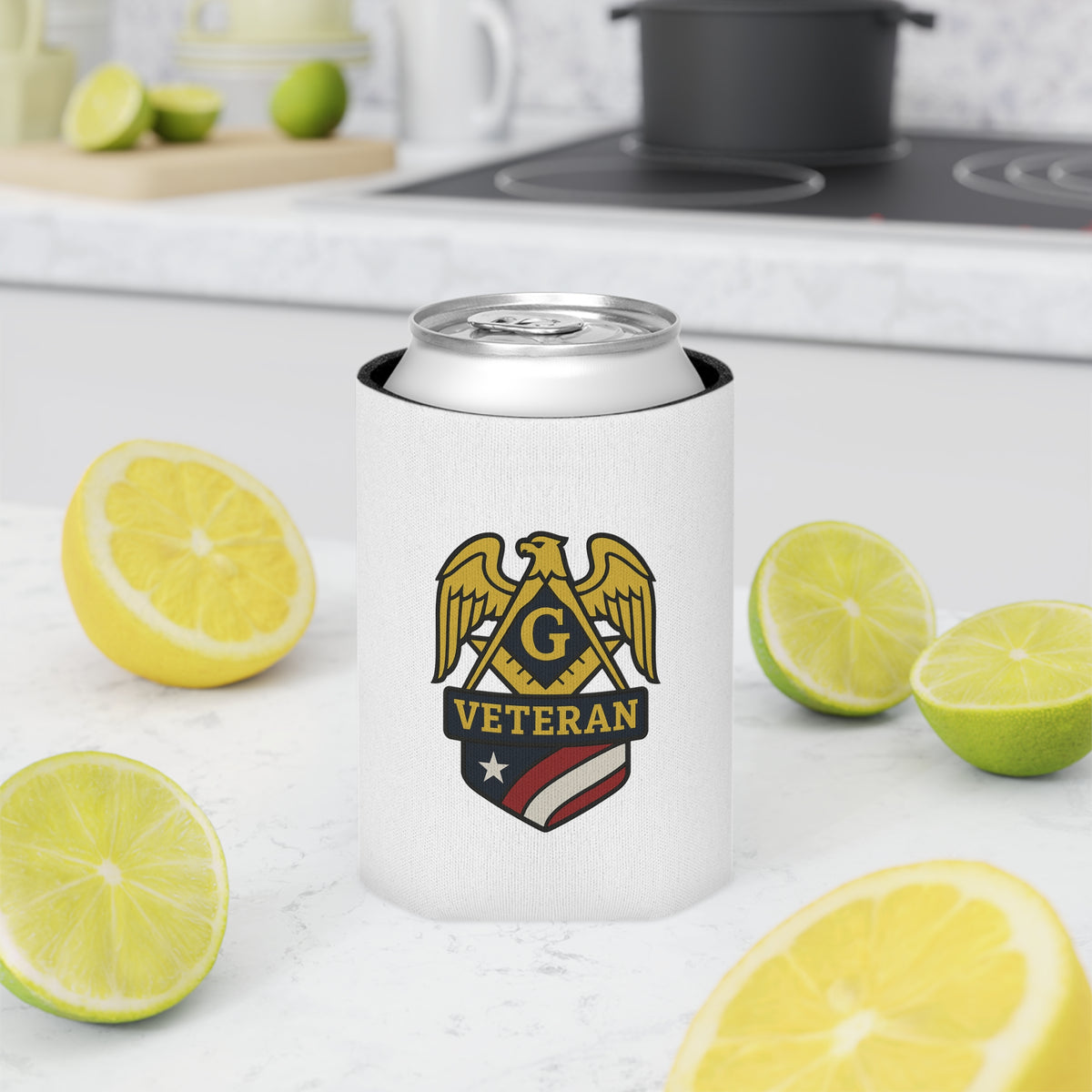 Master Mason Blue Lodge Can Cooler - Veteran Mason Square & Compass G - Bricks Masons