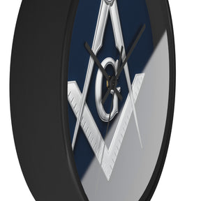 Master Mason Blue Lodge Clock - S&C G Emblem on Wood Frame - Bricks Masons