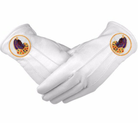 DOI Gloves - White Leather With Round Patch - Bricks Masons