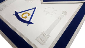 Master Mason Blue Lodge Apron - Sun, Moon & Pillars Hand Embroidery