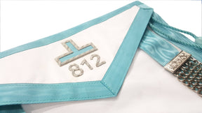 Past Master Blue Lodge Pennsylvania Regulation Apron - Sky Blue Hand Embroidery