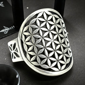Flower of Life Ring in Silver Kabbalah Art 227 - Bricks Masons