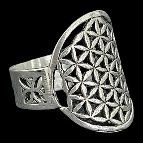 Flower of Life Ring in Silver Kabbalah Art 227 - Bricks Masons