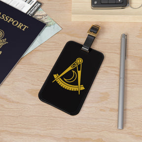 District Deputy Grand Master Blue Lodge Luggage Tag - Gold With Black Leather Strap - Bricks Masons
