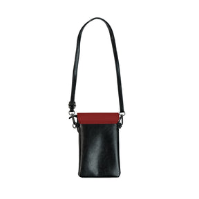 DOKO Cell Phone Wallet - Maroon Microfiber Leather With Adjustable Strap - Bricks Masons
