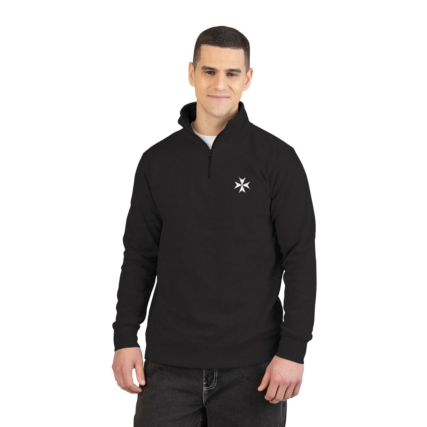 Order Of Malta Sweatshirt - Embroidered White Maltese Cross - Bricks Masons