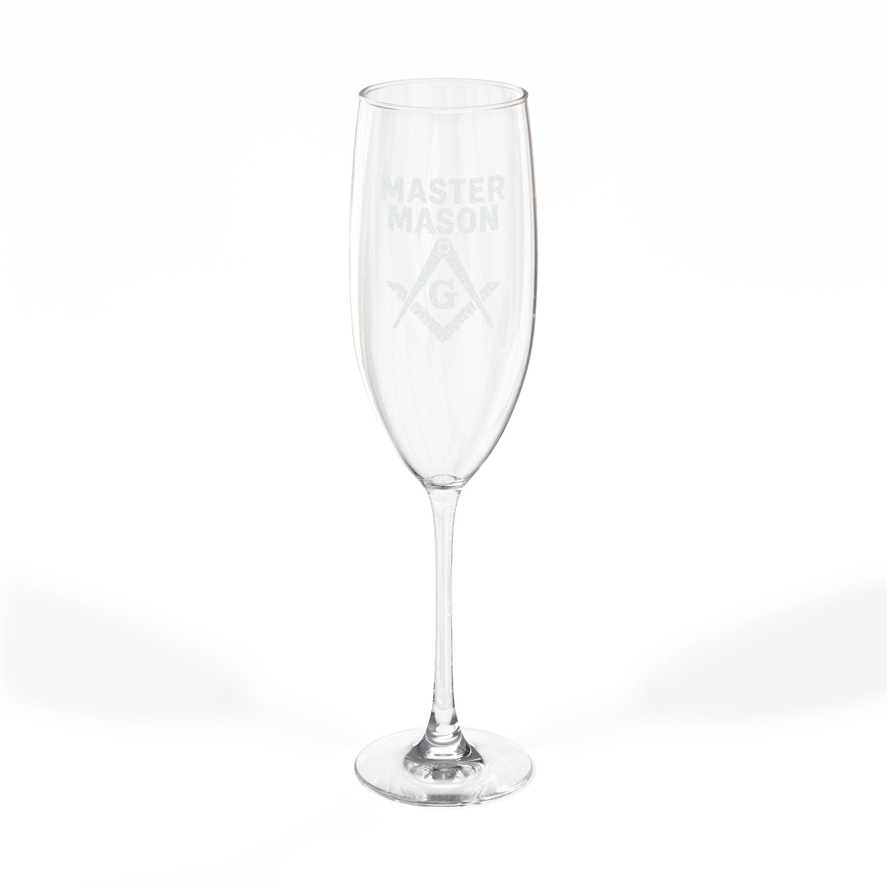 Master Mason Blue Lodge Champagne Flute - Square & Compasses G Emblem - Bricks Masons