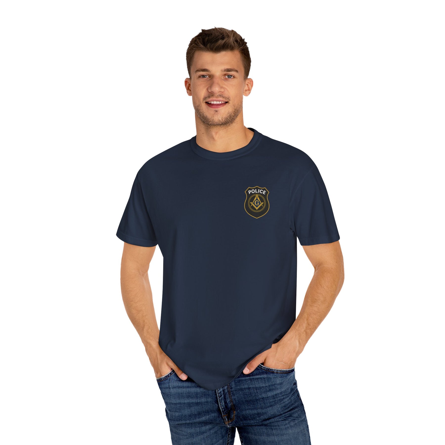 Master Mason Blue Lodge T-Shirt - Police Mason Garment-Dyed Tee - Bricks Masons