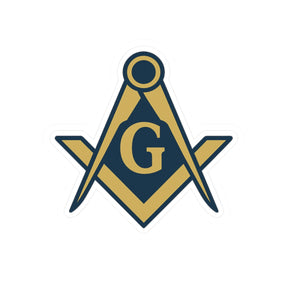 Master Mason Blue Lodge Sticker Decal - Kiss-Cut Square & Compass G - Bricks Masons