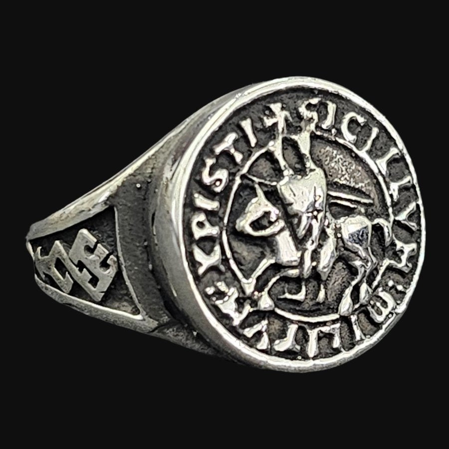 Knights Templar Ring, Templar Christ of the Temple, in Silver, 1.6 cm, 9 g, Art. 290 - Bricks Masons